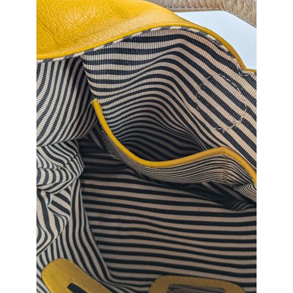 Free Endearment Yellow Purse Leather V Cut Hobo Lazer Cut Satchel Tote Bag Top - Picture 11 of 16